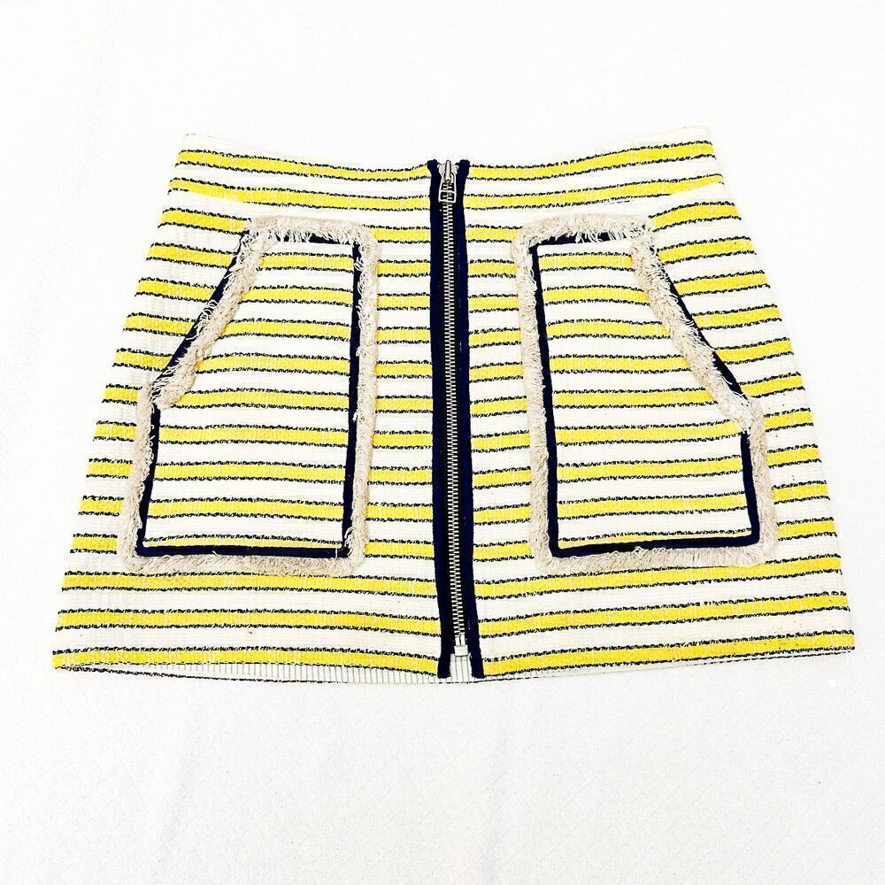 Veronica Beard Lynden Woven Striped Pencil Straight Mini Skirt Size L